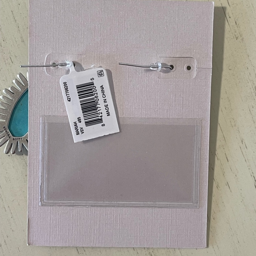 NWT Kendra Scott Mariah Vintage Silver Drop Earrings Turquoise Magnesite - Picture 2 of 4
